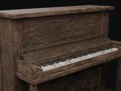 Low-Poly OId Wooden Piano Low-poly 3D model
