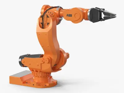 ABB IRB 7600 with Gripper Orange Rigged for Cinema 4D 3D model