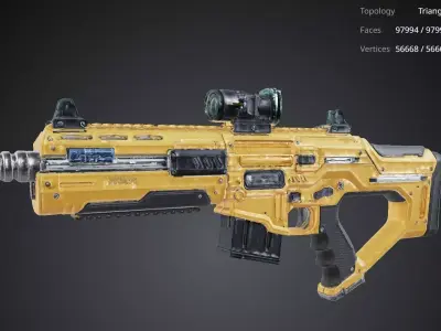 Futuristic Yellow Gun 3D model