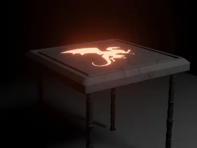 Dragon Carved Table with four legs 3D model