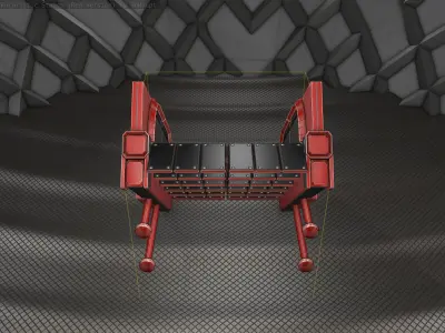 Sci-Fi Stairs - 21- Red Version Low-poly 3D model