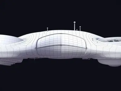 DroneCar futuristic house on water Free 3D model
