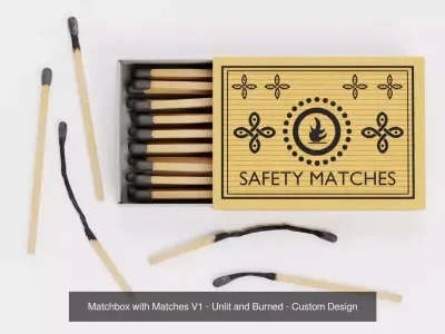 Smoking Pipe with Matchbox Set - Tobacco Pipe and Safety Matches 3D Model Pack