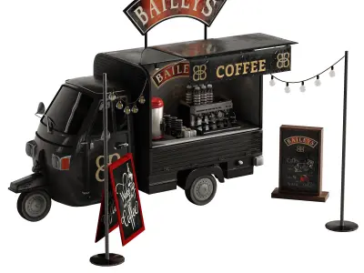 Food truck coffee set 4 3D model