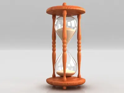 Antique Wood Hourglass Timer  - Sand Clock 3D model