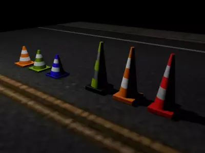 Traffic Cones 6 Pack 3D Model Low-poly 3D model