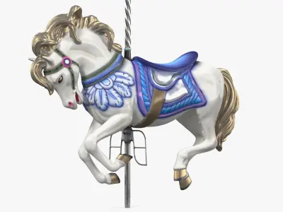  Carousel Galloping Blue Horse 