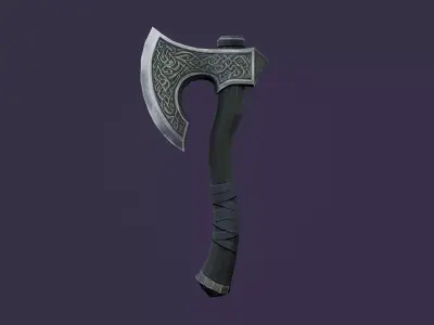 Dark Silver Axe - Game Ready Weapon Low-poly 3D model