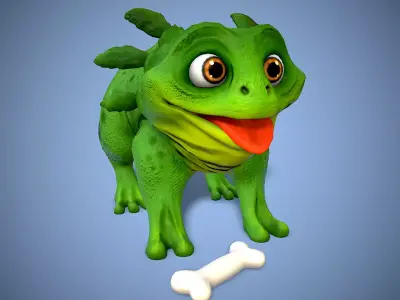 cartoon dino dog Low-poly 3D model