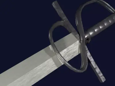Spatha sword with Flamberge handle Low-poly 3D model