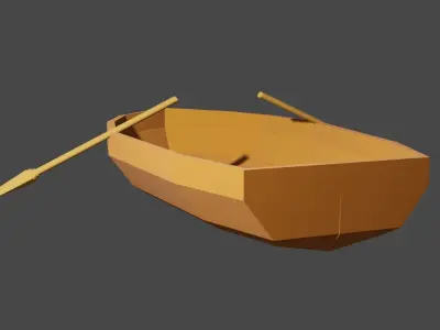 Low Poly Rowboat wooden boat Free low-poly 3D model