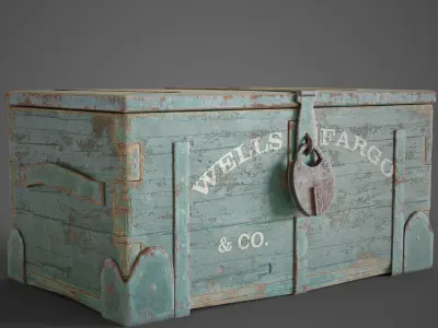 Wooden trunk box Low-poly 3D model