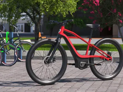 Electric Bike Harley Davidson Red 3D model