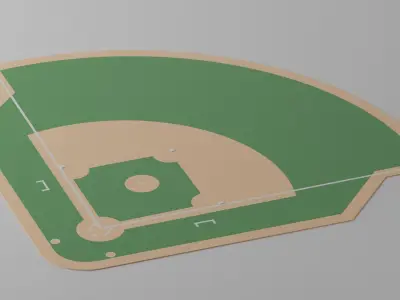 Cartoon Lovely Baseball Field Low-poly 3D model