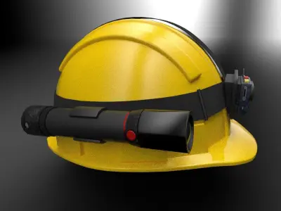 Mining Helmet and Accessories Low-poly 3D model