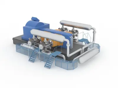 Indoor gas compressor Low-poly 3D model