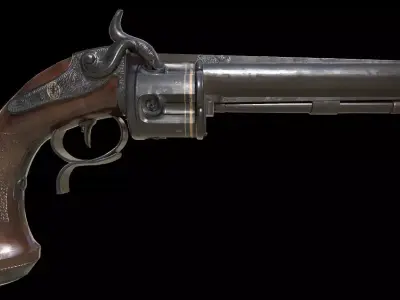 Italian Collier Revolver Low-poly 3D model