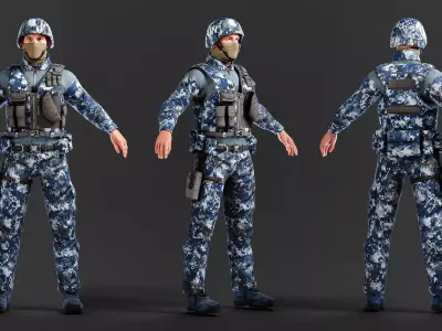 Harry UN Soldier Rigged Low-poly 3D model