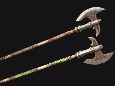 Medieval Axe Halberd Weapon Low-poly 3D model