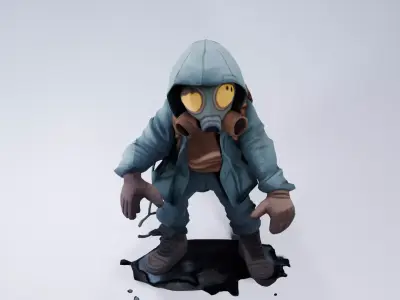 Post-Apocalyptic NPC 3D Model  Twisted Pose Survivor 3D model