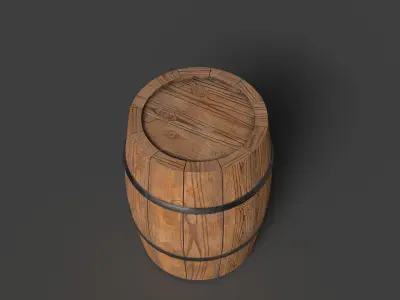 wooden barrel Low-poly 3D model 36