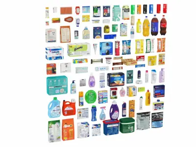 Supermarket Products 100 in 1 3D model