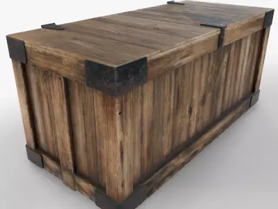 Wooden Retro Crate Game Ready PBR Textures Low Poly Low-poly 3D model