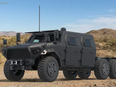 Military Off Road Chassis Truck Black Simplified 3D model
