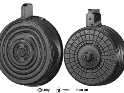 2 Drum Magazine Low-poly 3D model