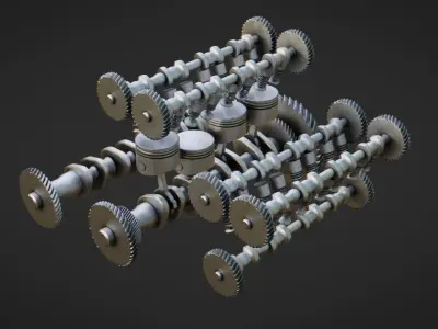Engine Parts Low-poly 3D model