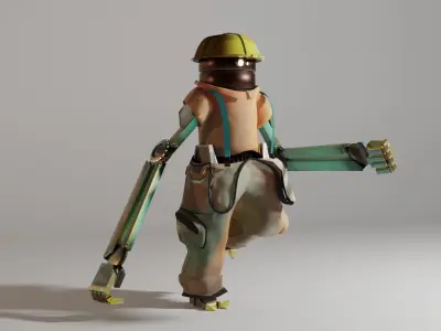 Rigged Factory Robot Low-poly 3D model