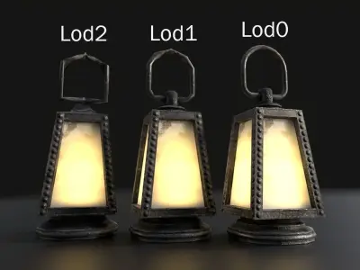 Old Lamp Low-poly 3D model