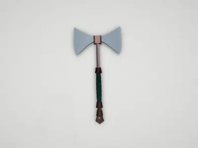 Game asset Silver Double-Headed Axe 3D model