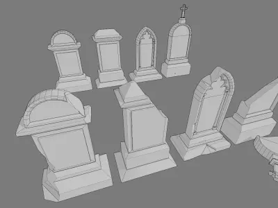 Cemetery gravestone set 1 Low-poly 3D model