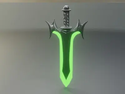 green sword stylized Low-poly 3D model
