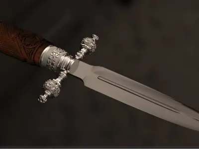 A delicate antique dagger knife 3D model