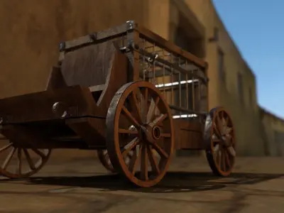 Medieval Prisoner Wagon Low-poly 3D model