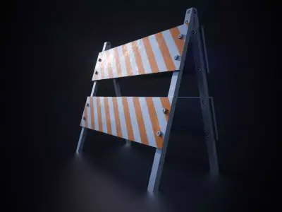 Road Barrier  Variation 2 Low Poly PBR Game Ready Free low-poly 3D model