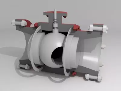 Industrial Ball Valve Cutaway 3D model