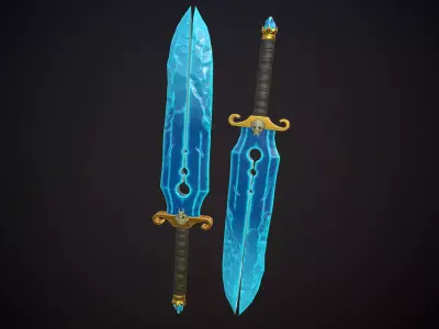 Stylized Crystal Sword Low-poly 3D model