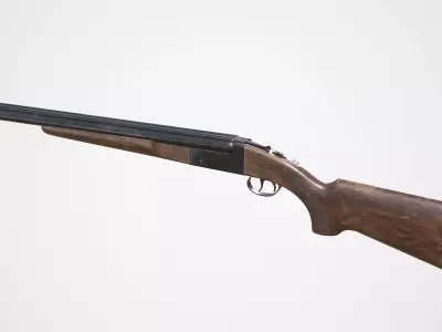 Generic double barrel shotgun  Low-poly 3D model