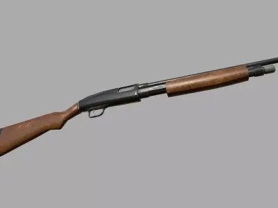 Low-poly game ready pump action shotgun Free low-poly 3D model