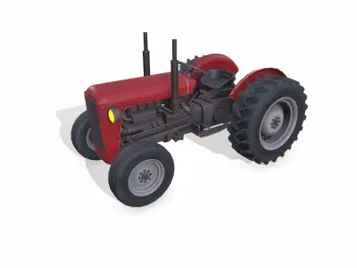 Old Generic Tractor Low-poly PBR Low-poly 3D model