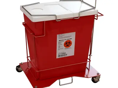 Covidien Foot Pedal Cart and Gallon Hinged Lid Container 3D model