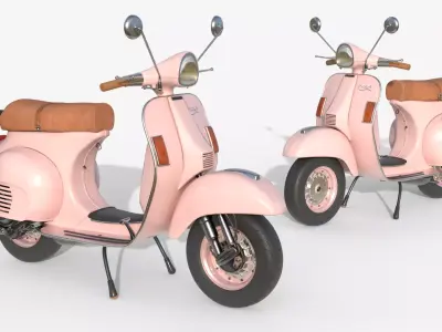 Pink Vintage Scooter - Pastel Classic 3D model