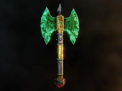 Crystal Axe Low-poly 3D model purchase