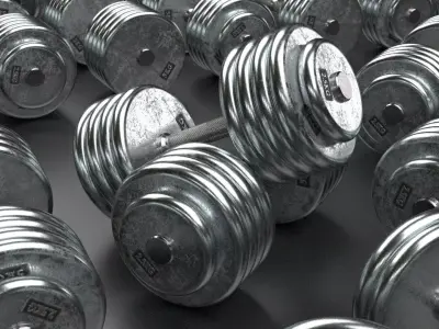 A set of 20 dumbbells from 5 to 100 kg 3D model