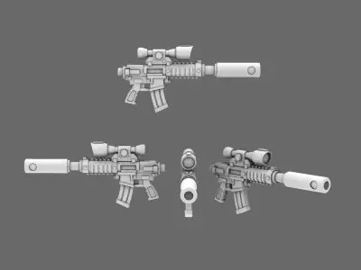 Space Knights AR Style Huntsman Rifle NOHAND 3D print model