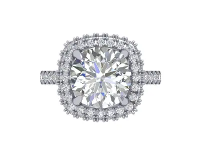 Solitaire Engagement Art Deco Ring 3D print model 76