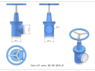 Shut-off valve DN100 3D model